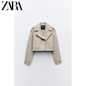 ZARA24春季新品 TRF 女装 机车款布料短款夹克外套 1255710 708