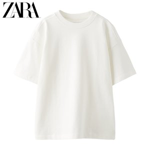 ZARA 24春季新品 童装男童 白色圆领短袖中厚 T 恤 1887672 250