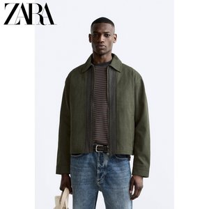 ZARA24春季新品 男装 深卡其色复古休闲工装户外夹克 1538410 507