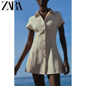 ZARA24夏季新品 女装 衬衫款式通勤风短袖迷你连衣裙 2674620 712