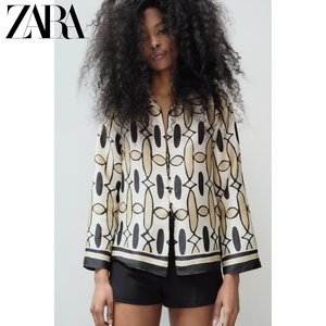 ZARA24春季新品 女装 几何图案印花衬衫 2735146 330