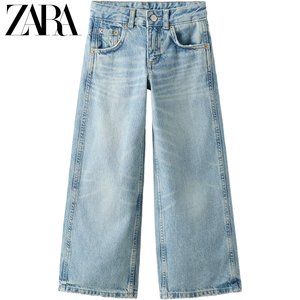 ZARA 24夏季新品 童装女童 宽腿牛仔裤 6688613 400