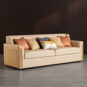 2020新款轻奢宾利条纹米黄色高档奢华123组合不锈钢样板间沙发