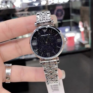 正品armani阿玛尼手表女满天星防水钢带腕表星空璀璨女表ar11091