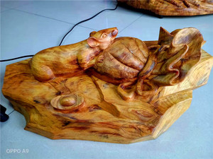 数鼠你有钱手工雕刻天然根雕工艺品摆件东北琥珀木红松明子北沉香