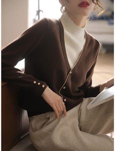 外贸原单法国专柜剪标大牌出口日本品牌假两件半高领纯羊毛针织衫