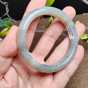 星语心愿送证书新疆和田玉籽料青花墨玉手镯玉镯子55.5mm点墨女神