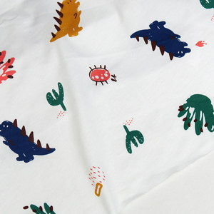 菜家布铺 bl尾单卡通恐龙印花纯棉布料双纱汗布夏季t恤面料diy