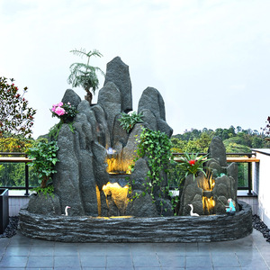 0065人付款淘宝大型假山流水喷泉别墅庭院花园鱼池瀑布室内户外景观