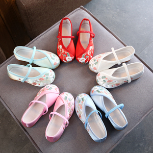 汉服女童绣花鞋老北京儿童布鞋民族风宝宝公主鞋学生古装表演出鞋