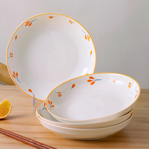 日式创意家用陶瓷菜盘子碟子深盘套装新款可爱碗盘汤盘组合