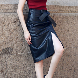 真皮皮裙一步裙