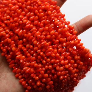 橘色珊瑚水滴珠 海竹珊瑚圆珠桔色水滴形侧孔散珠diy古风饰品配件