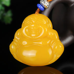 天然黄龙玉弥勒佛玉佛吊坠女款笑佛大肚佛毛衣链和田黄玉佛公挂坠