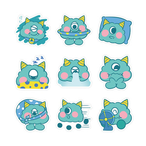 呆萌小怪兽手账贴纸儿童可爱卡通diy涂鸦头盔行李箱水杯冰箱贴画