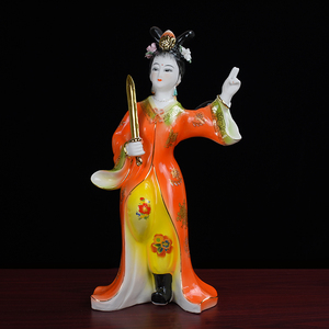 剑女摆件陶瓷工艺品拿剑姑娘公主仙子仙女玄女神像家居佛像摆件