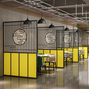 餐厅饭店卡座火锅店酒吧隔断围栏工业风包间屏风格栅装饰镂空定制
