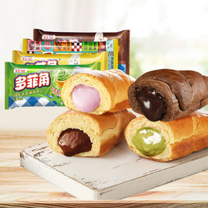 宾堡多菲角牛角面包巧克力夹心营养早餐下午茶整箱糕点软手撕面包