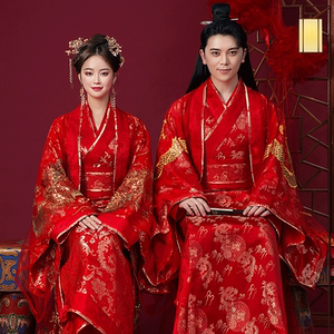 结婚汉服新娘新郎中式婚纱凤冠霞帔男女情侣中国风古风嫁衣秀禾服