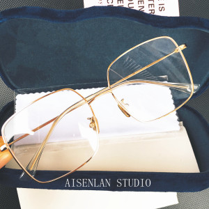 肖战明星同款金丝眼镜框女近视可配超轻大框方形素颜框镜显脸小潮