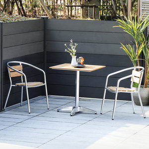 mwh 阳台桌椅组合庭院户外休闲座椅铝制塑木桌子铝合金椅子三件套