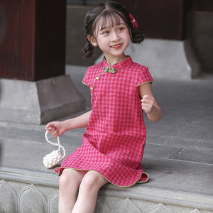 女童旗袍裙中国风薄款儿童连衣裙改良民国复古棉麻中式汉服公主裙