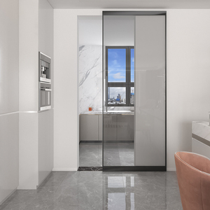 玻璃幽灵门隐形轨道厨房推拉门隔断无轨移门巴士铝合金谷仓门吊轨