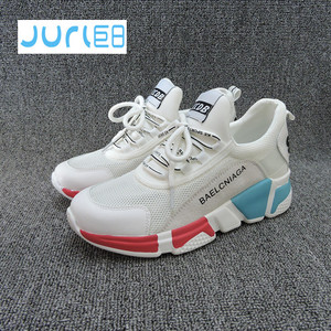 巨日春夏新款韩版休闲女鞋舒适平底透气网面系带旅游运动鞋820092