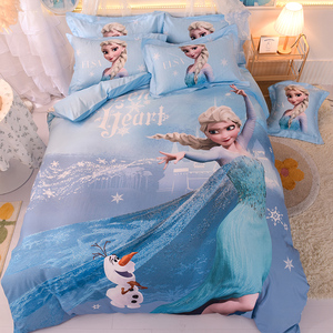 00莎奈朵旗舰店天猫艾莎公主风被套床上用品儿童四件套全棉纯棉小