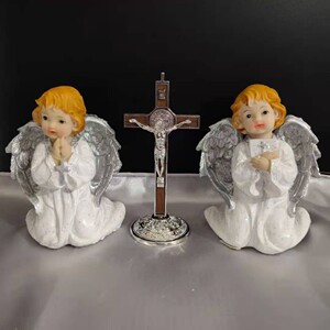 十字架车内摆件小天使摆件十字架小天使摆件饰品家用用桌摆件礼品