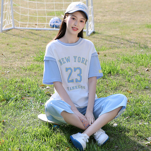 高中初中学生夏季短袖休闲套装女时尚薄款少女夏装校服女孩运动服