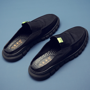 半拖鞋男2022夏季透气无后跟办公室懒人拖鞋男士百搭包头凉拖鞋子