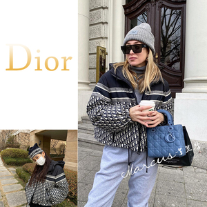 dior迪奥 21秋冬新款 双面穿老花字母满logo连帽羽绒服男女外套