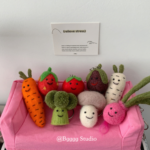 韩国ins羊毛毡蔬菜水果西兰花挂件手工创意可爱包装饰钥匙扣情侣
