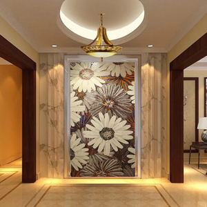 现代简约马赛克拼花背景墙隐形门暗门定制玄关过道拼图玻璃壁画