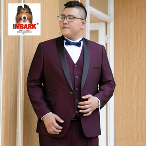 新郎西服套装男士宽松版加大码胖子西装结婚三件套婚礼晚礼服男