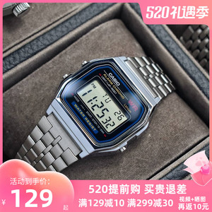 卡西欧小方块手表男女陈小春同款复古风a158w/a168金表男士小银块