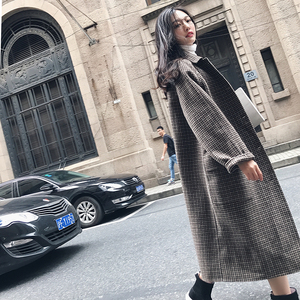 英伦风外套女2017新款秋冬长款过膝学生复古大码学院女装毛呢大衣