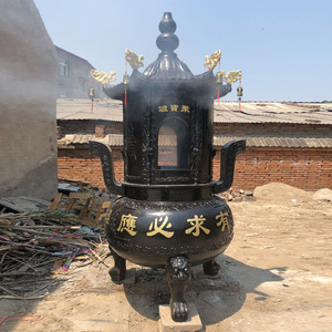 铸铁烧纸炉化宝炉钱炉元宝金炉道教祠堂供佛奉寺庙圆形香炉室外