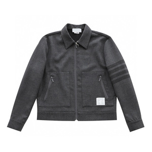 tb夹克外套棒球服羊毛四杠色织红白蓝织带男女灰色藏蓝色短款翻领