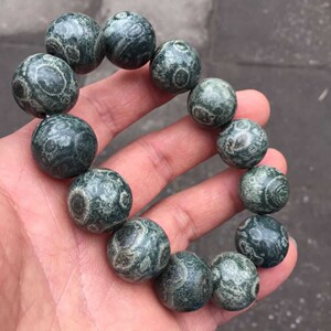 藏传天然陨石天眼天珠钱币石圆珠天降石手串手链男女款招财转运