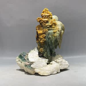 爱上玉雕纯天然岫玉花玉手工雕刻意境山水摆件风格独特家居工艺品