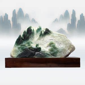 170玉雕天然玉石岫岩玉器手工雕刻水墨山水摆件家居送礼玉器摆件
