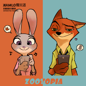 疯狂动物城狐狸尼克朱迪兔纯棉t恤短袖男女休闲宽松情侣半袖衣服