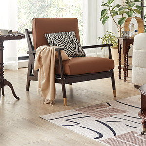 巢趣美式轻奢家用实木懒人椅现代简约小户型单人沙发椅子法式单椅