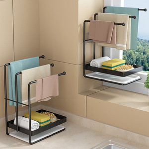 抹布沥水收纳架水池置物架厨房水槽台面清洁刷碗抹布架子挂墙布架