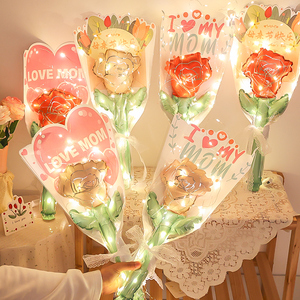 母亲节气球玫瑰发光花束装饰幼儿园送妈妈小礼物花朵拍照布置摆摊