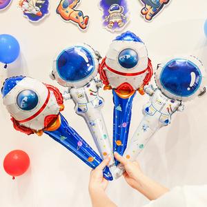 太空主题手持充气棒火箭气球生日装饰学校幼儿园运动会打击加油棒