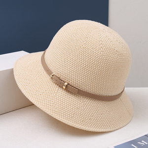 夏天帽子女士新款英伦圆顶遮阳盆帽洋气礼帽凉帽防晒渔夫帽太阳帽