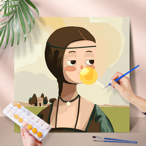 diy数字油画简约现代卡通名画q版手工客厅卧室装饰画手绘填色油画